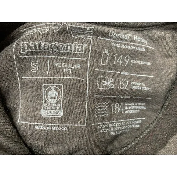 Unisex Patagonia Black Pullover Hoodie P-6 Uprisal Logo Sz S RA10051 EUC fleece - Picture 5 of 8